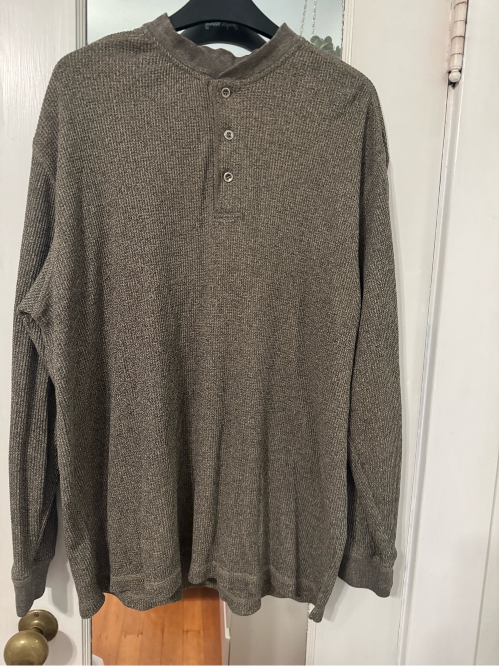 Vintage Taylor & Henry Men's Brown Waffle Knit Thermal Henley Shirt
